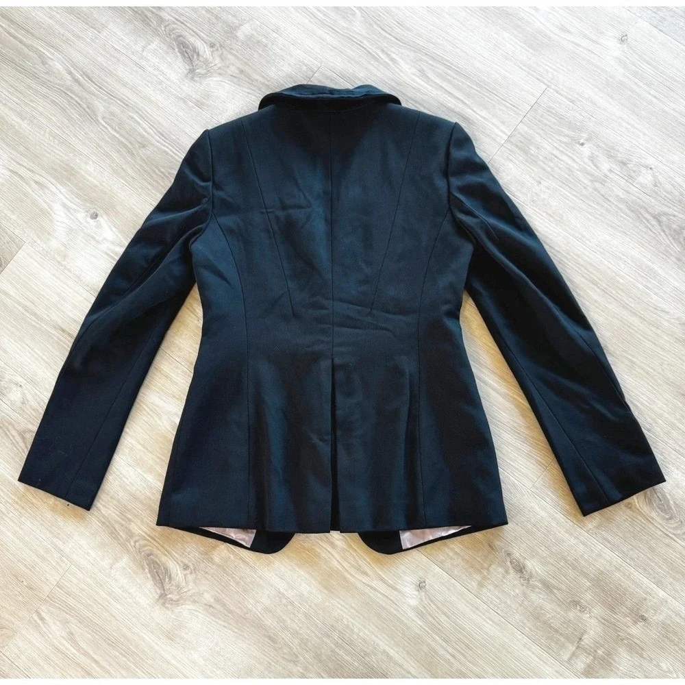 LOFT Womens Black Wool Blend Stretch‎ Blazer Size 6 Tailored Workwear Office